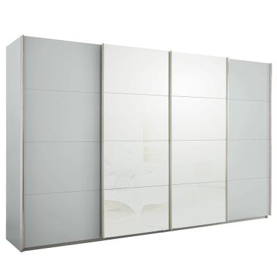 Rauch Syncrono 361cm 4 Door Sliding Wardrobe - Silk Grey and White Glass