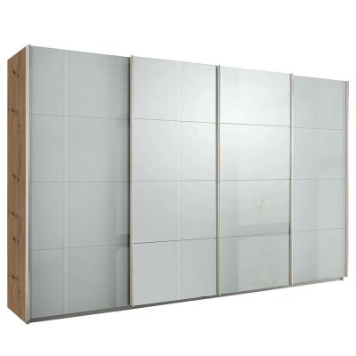 Rauch Syncrono 361cm 4 Door High Gloss Sliding Wardrobe - Artisan Oak and Grey