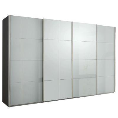 Rauch Syncrono 361cm 4 Door High Gloss Sliding Wardrobe - Metallic Dark Grey and Grey