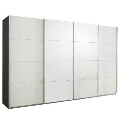 Rauch Syncrono 361cm 4 Door High Gloss Sliding Wardrobe - Metallic Dark Grey and White