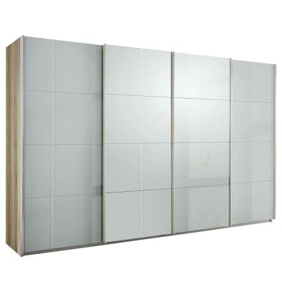 Rauch Syncrono 361cm 4 Door High Gloss Sliding Wardrobe - Sanremo Oak Light and Grey