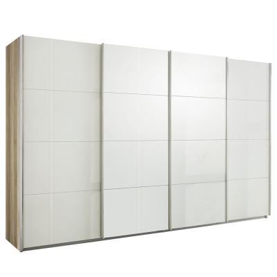 Rauch Syncrono 361cm 4 Door High Gloss Sliding Wardrobe - Sanremo Oak Light and White