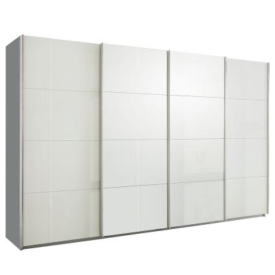 Rauch Syncrono 361cm 4 Door High Gloss Sliding Wardrobe - Silk Grey and White