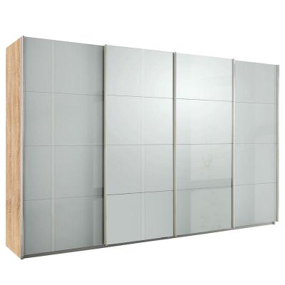 Rauch Syncrono 361cm 4 Door High Gloss Sliding Wardrobe - Sonoma Oak and Grey