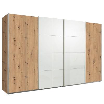 Rauch Syncrono 361cm 4 Door Sliding Wardrobe - Artisan Oak and White High Gloss