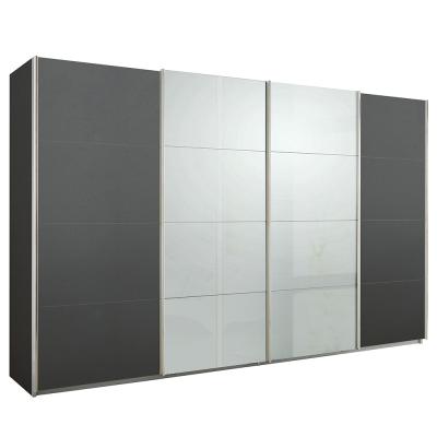 Rauch Syncrono 361cm 4 Door Sliding Wardrobe - Metallic Dark Grey and Grey High Gloss