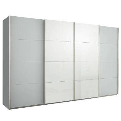 Rauch Syncrono 361cm 4 Door Sliding Wardrobe - Silk Grey and White High Gloss