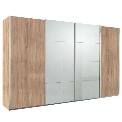Rauch Syncrono 361cm 4 Door Sliding Wardrobe - Sonoma Oak and Grey High Gloss