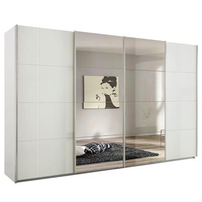 Rauch Syncrono 361cm 4 Door Sliding Wardrobe with Mirror - Alpine White and White High Gloss