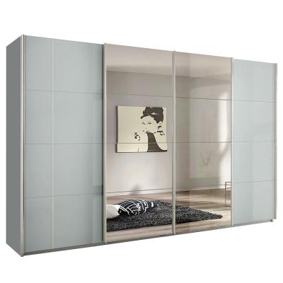 Rauch Syncrono 361cm 4 Door Sliding Wardrobe with Mirror - Silk Grey and Grey High Gloss