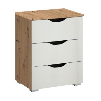 Rauch Arnstein 3 Drawer Bedside Cabinet - Artisan Oak and Alpine White