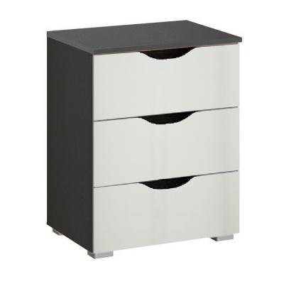 Rauch Arnstein 3 Drawer Bedside Cabinet - Metallic Dark Grey and Alpine White