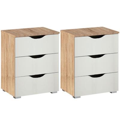 Rauch Arnstein 3 Drawer Bedside Cabinet - Set of 2 - Sonoma Oak and Alpine White