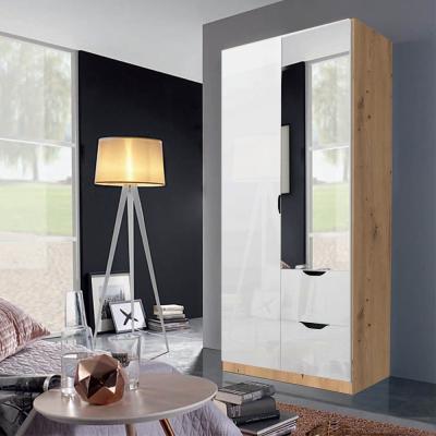 Rauch Arnstein 91cm 2 Door Combi Wardrobe - Artisan Oak and White High Gloss