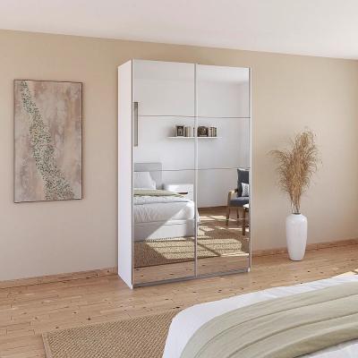 Rauch Quadra 136cm 2 Door Sliding Mirrored Wardrobe - Alpine White