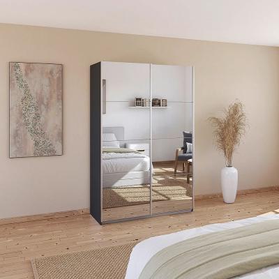Rauch Quadra 136cm 2 Door Sliding Mirrored Wardrobe - Metallic Dark Grey