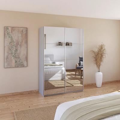 Rauch Quadra 136cm 2 Door Sliding Mirrored Wardrobe - Silk Grey