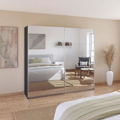 Rauch Quadra 226cm 2 Door Sliding Mirrored Wardrobe - Metallic Dark Grey