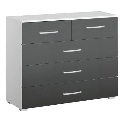 Rauch Alegro 3+2 Drawer Chest - Alpine White and Metallic Dark Grey