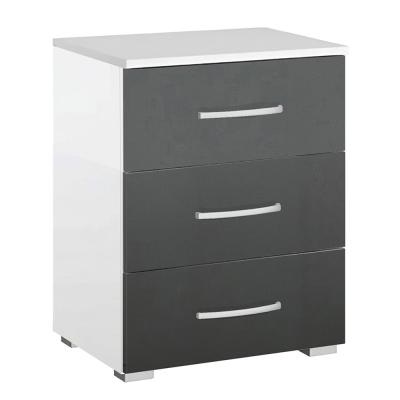 Rauch Alegro 3 Drawer Bedside Cabinet - Alpine White and Metallic Dark Grey