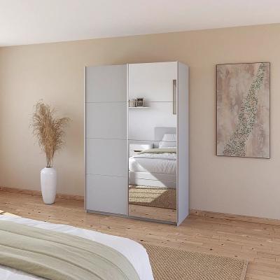 Rauch Quadra 136cm 2 Door Sliding Wardrobe with Mirror - Silk Grey