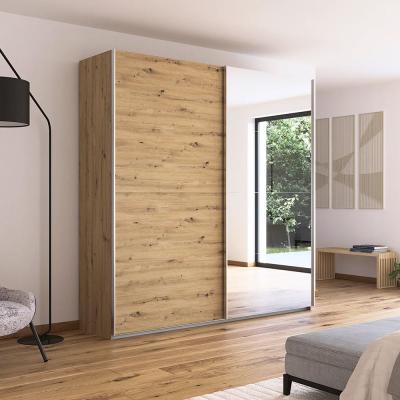 Rauch Quadra 226cm 2 Door Sliding Wardrobe with Mirror and Extras - Artisan Oak