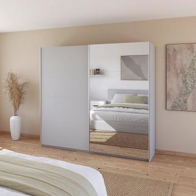 Rauch Quadra 226cm 2 Door Sliding Wardrobe with Mirror and Extras - Silk Grey
