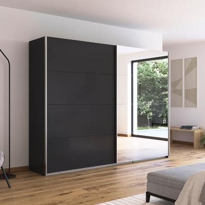 Rauch Quadra 271cm 2 Door Sliding Wardrobe with Mirror - Metallic Dark Grey