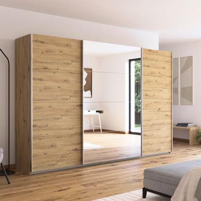Rauch Quadra 315cm 3 Door Sliding Wardrobe with Mirror - Artisan Oak