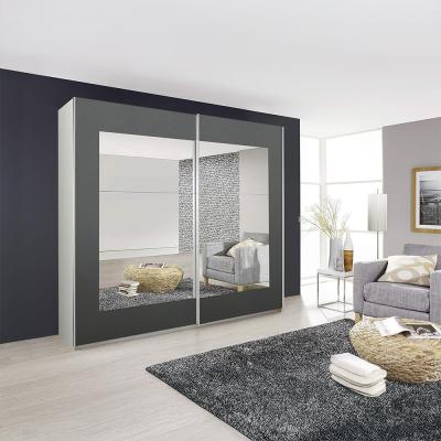 Rauch Alegro 181cm 2 Door Sliding Wardrobe with Mirror - Alpine White and Metallic Dark Grey