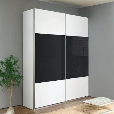 Rauch Quadra 136cm 2 Door Sliding Wardrobe - Alpine White and Basalt Glass