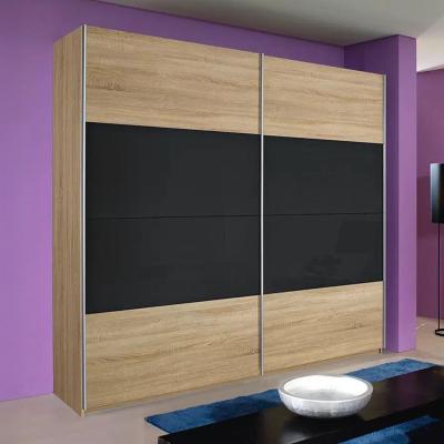 Rauch Quadra 226cm 2 Door Sliding Wardrobe - Sonoma Oak and Basalt Glass