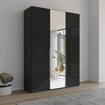 Rauch Purisma 151cm 3 Door Wardrobe with Mirror - Graphite and Basalt Glass