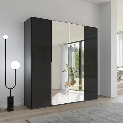 Rauch Purisma 201cm 4 Door Wardrobe with Mirror - Graphite and Basalt Glass