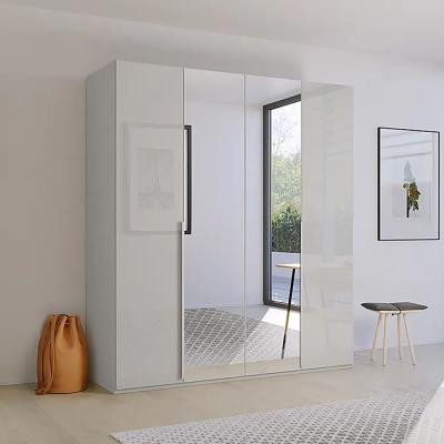 Rauch Purisma 201cm 4 Door Wardrobe with Mirror - Silk Grey Glass