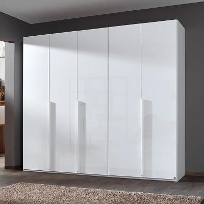 Rauch Purisma 251cm 5 Door Wardrobe - Alpine White and Crystal White Glass