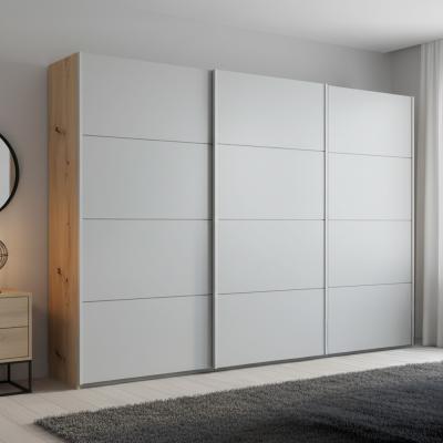 Rauch Beluga Extra 316cm 3 Door Sliding Wardrobe - Artisan Oak and Silk Grey