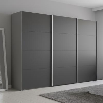 Rauch Beluga Extra 316cm 3 Door Sliding Wardrobe - Silk Grey and Graphite