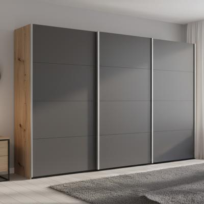 Rauch Beluga Extra 361cm 3 Door Sliding Wardrobe - Artisan Oak and Graphite