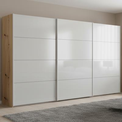 Rauch Beluga Extra 406cm 3 Door Sliding Wardrobe - Artisan Oak and Silk Grey
