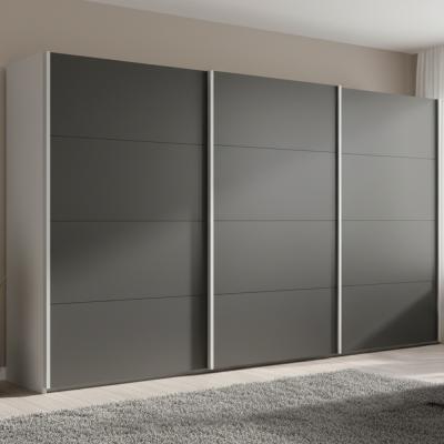 Rauch Beluga Extra 406cm 3 Door Sliding Wardrobe - Silk Grey and Graphite