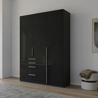 Rauch Purisma 151cm 3 Door Wardrobe with Drawer - Graphite and Basalt Glass