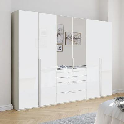 Rauch Purisma 301cm 6 Door Combi Wardrobe - Alpine White and Crystal White Glass