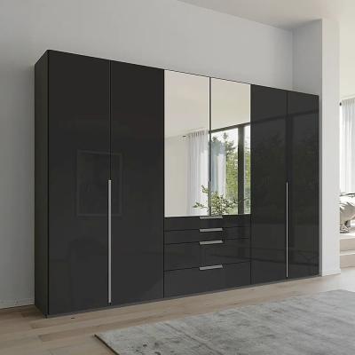 Rauch Purisma 301cm 6 Door Combi Wardrobe - Graphite and Basalt Glass
