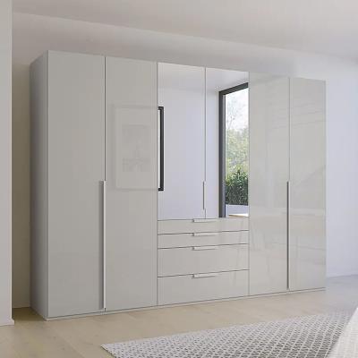 Rauch Purisma 301cm 6 Door Combi Wardrobe - Silk Grey Glass