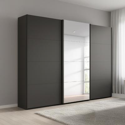 Rauch Beluga Extra 271cm 3 Door Sliding Wardrobe with Mirror - Graphite