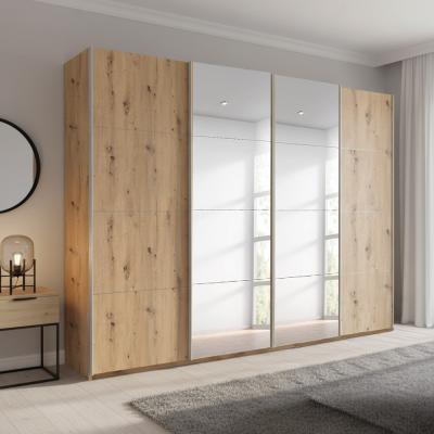 Rauch Beluga Extra 271cm 4 Door Sliding Wardrobe with Mirror - Artisan Oak