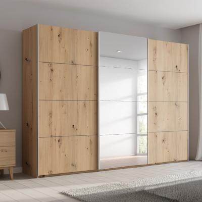 Rauch Beluga Extra 316cm 3 Door Sliding Wardrobe with Mirror - Artisan Oak