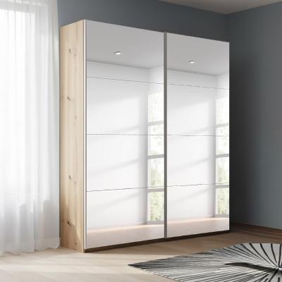 Rauch Beluga Extra 137cm 2 Door Sliding Mirrored Wardrobe - Artisan Oak