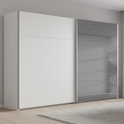 Rauch Beluga Extra 271cm 2 Door Sliding Wardrobe with Grey Mirror - Alpine White